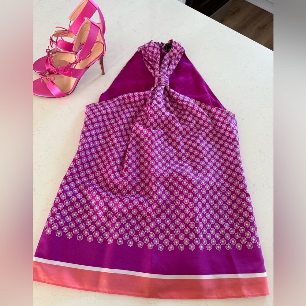 Banana Republic Pink silk Patterned Halter Top